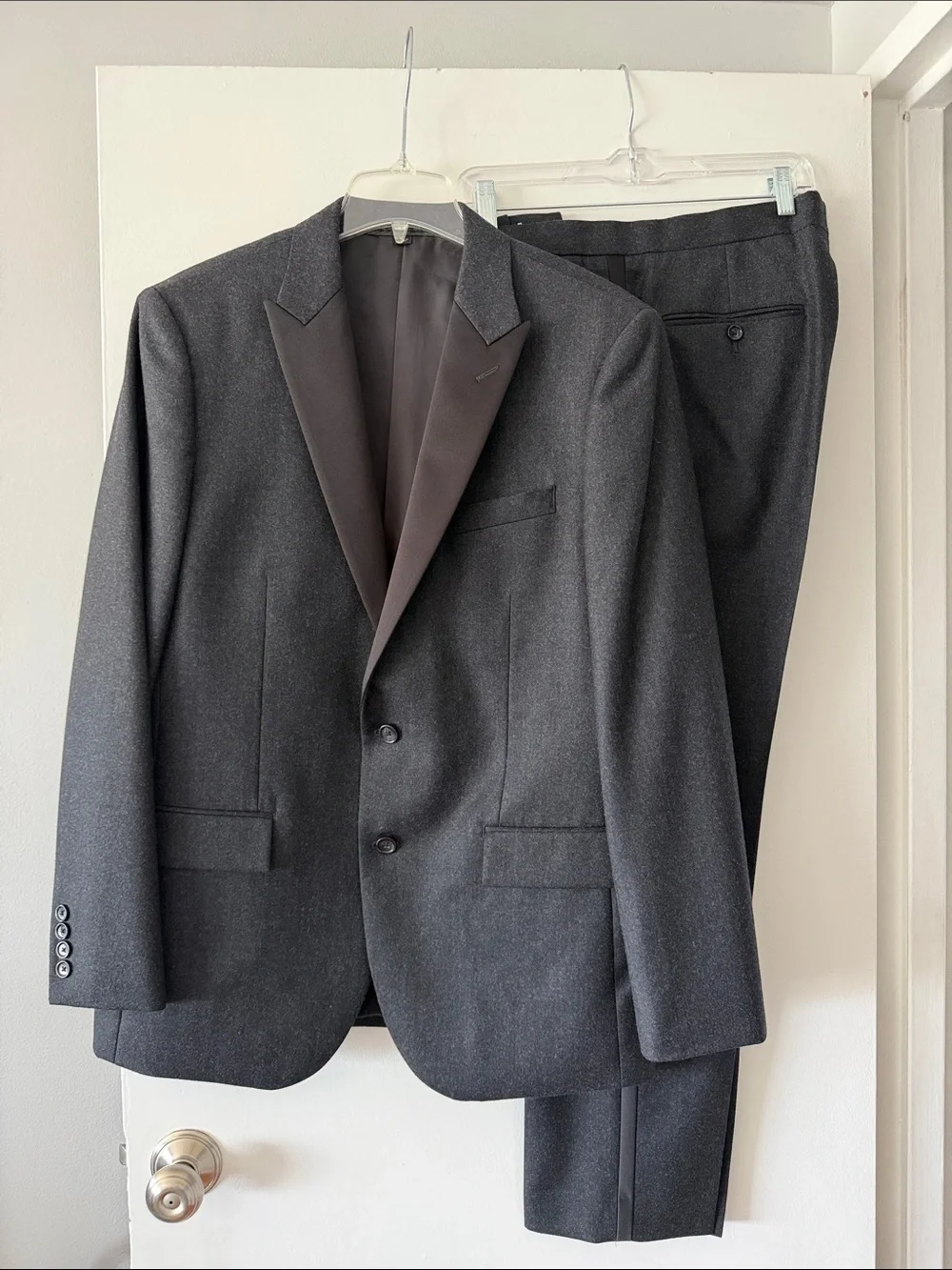 J.Crew Ludlow Tuxedo Suit Gray Wool Vitale Barberis Canonico 42R 34x30 Slim